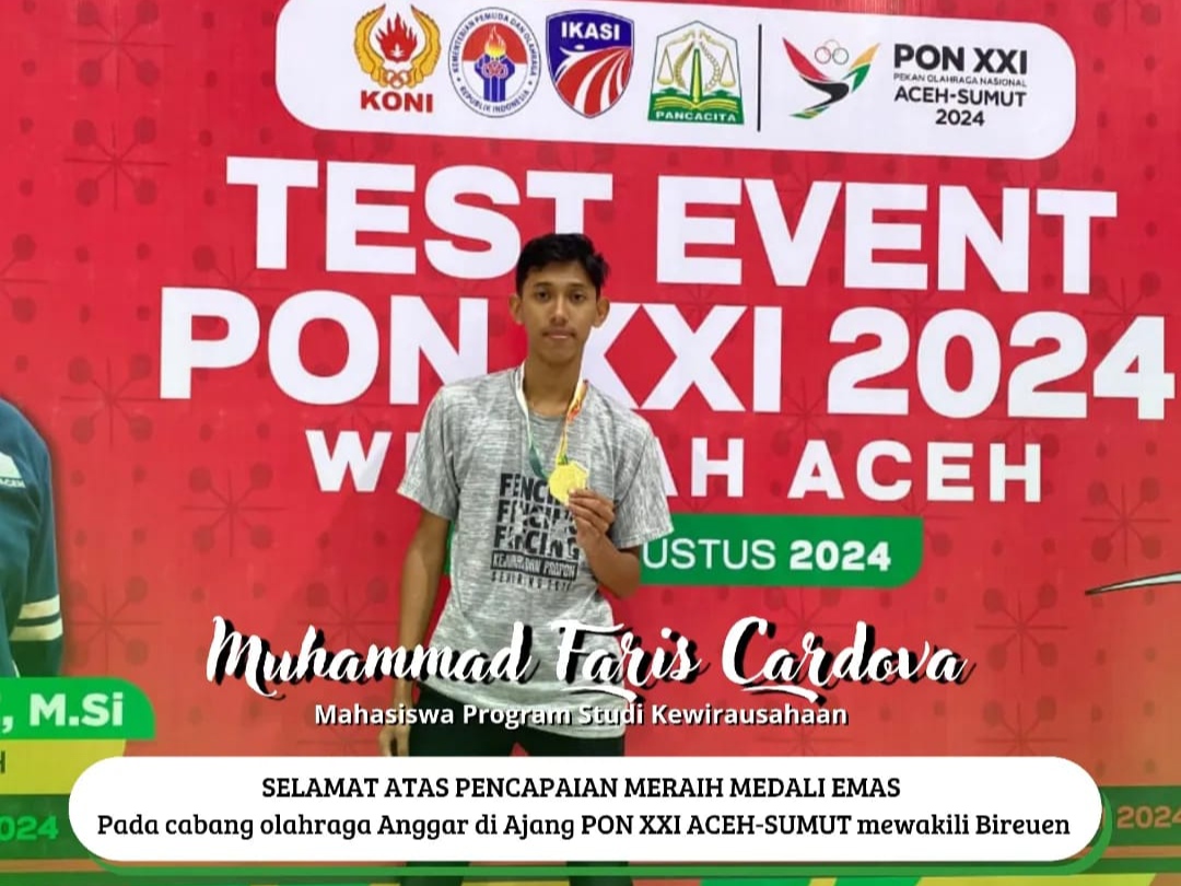 Mahasiswa Kewirausahaan Unimal, Muhammad Faris Cardova, Sabet Emas Anggar di Test Event PON XXI 2024